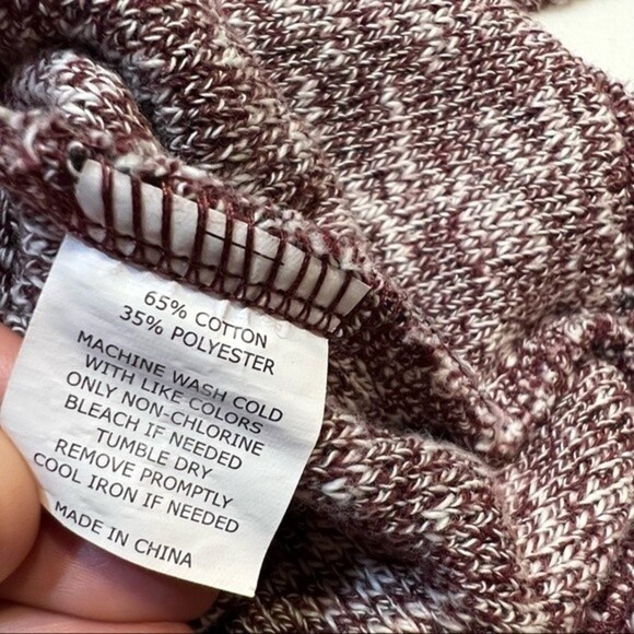 Woolly Threads Sweater Quarter Zip Pullover Maroon Cream Textured Women's Sz S - Picture 8 of 8
